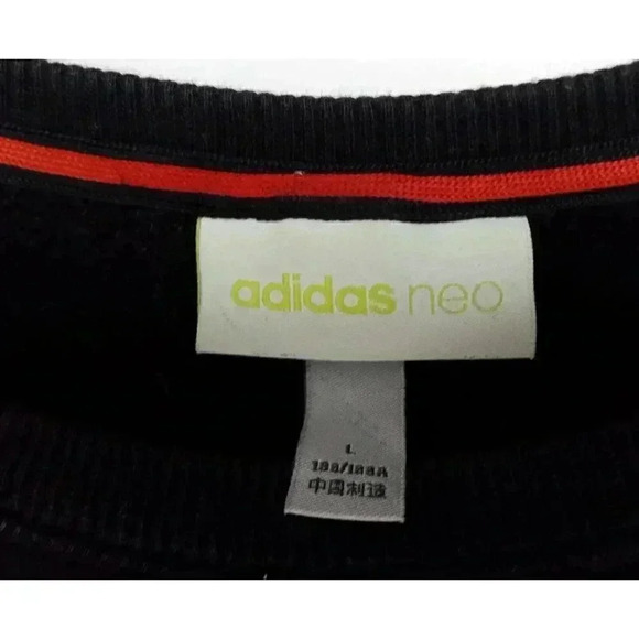 Adidas Neo Mens Crew Sweatshirt Black Cotton Blend Full Sleeve Printed Size L - Picture 4 of 6